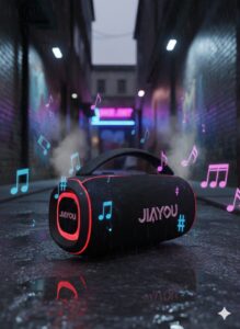 JIAYOU BOMBOX BM20 Bluetooth speaker with 50W powerful sound, deep bass, portable design, and 8-hour battery life