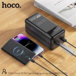 HOCO DB50 80000mAh Fast Charging Power Bank | 2 Type-C / 4 USB Ports | 22.5W PD/QC | LED Display & Flashlight – Black - Image 5