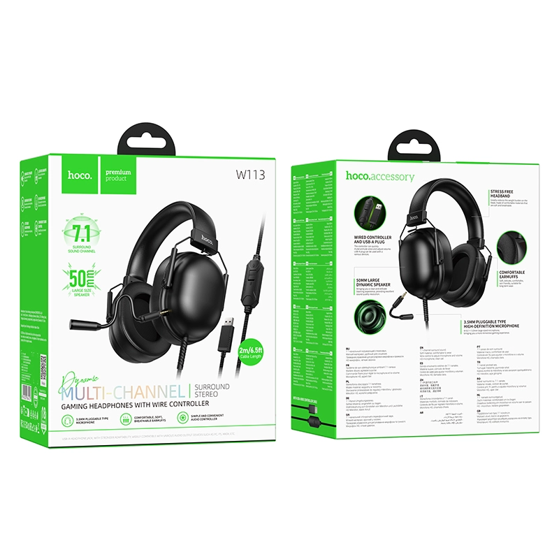 9 W113 Dynamic Gaming Headphones | 7.1 Surround Sound | 50mm Drivers | USB Connection - Image 6