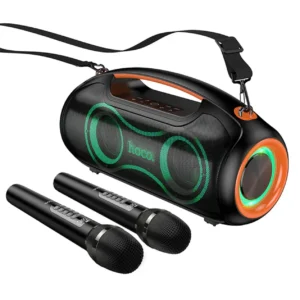 Hoco 600W Bluetooth Party Speaker With 2 Wireless Microphones, RGB Light, 6000mAh Battery, IPX5 Waterproof (DS67)