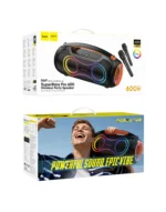 Hoco 600W Bluetooth Party Speaker With 2 Wireless Microphones, RGB Light, 6000mAh Battery, IPX5 Waterproof (DS67) - Image 2