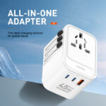 Close up of LDNIO Z9 GaN Travel Adapter USB‑C and USB‑A Ports