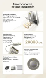 Baseus NOMOS Series 65W 20000mAh Power Bank with Built-in Retractable Type-C Cable - Image 5