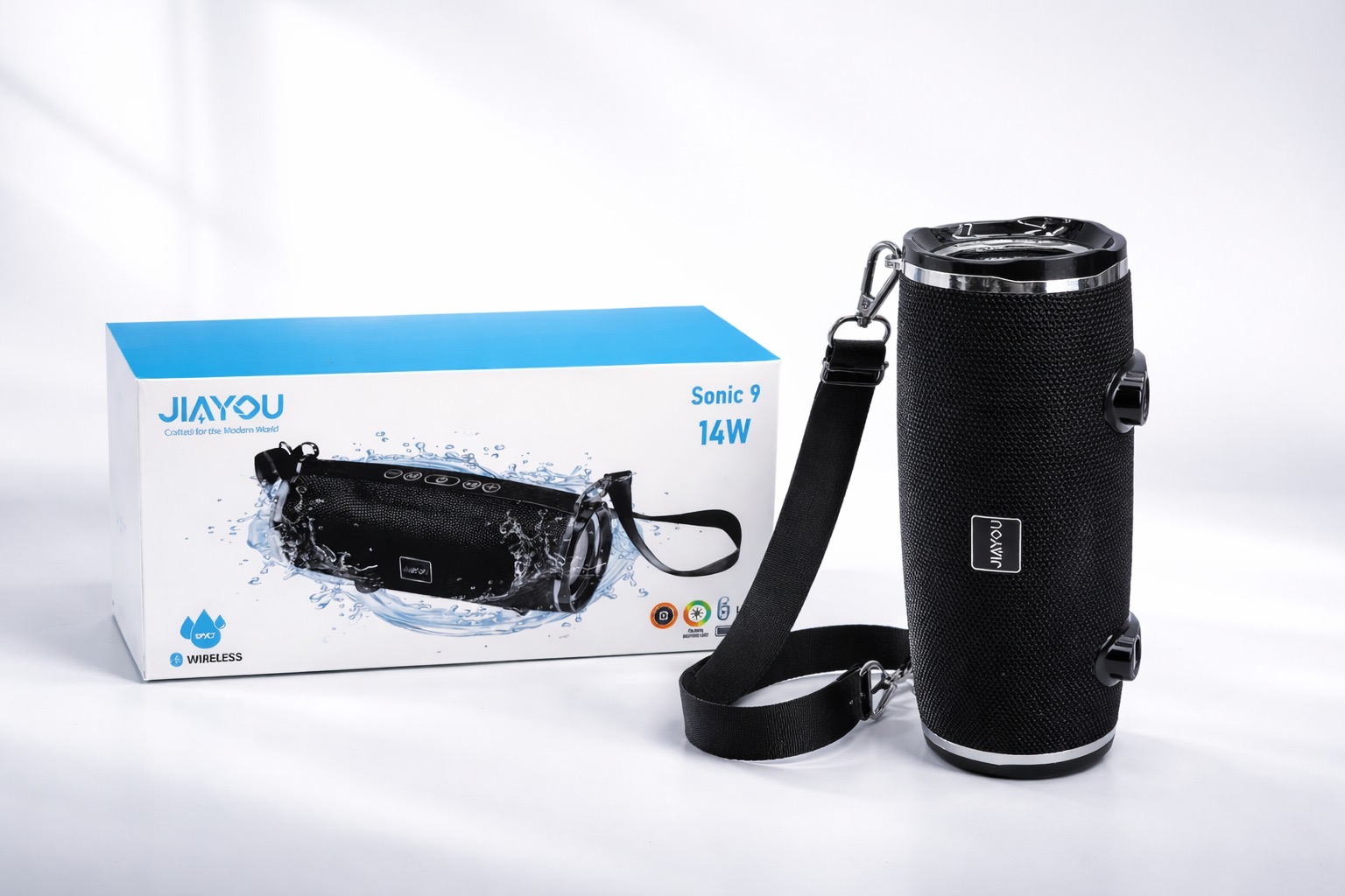 89ef5de3-e5cc-4135-8a3b-b122f2f8c16a Jiayou Sonic 9 14W Portable Bluetooth Speaker with Belt, Bluetooth 5.4, 3000mAh Battery - Image 1